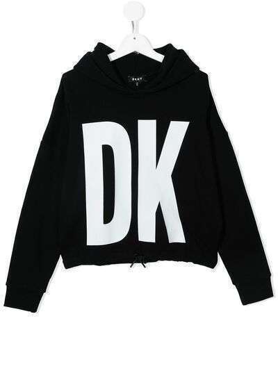 Dkny Kids TEEN logo-print cotton hoodie