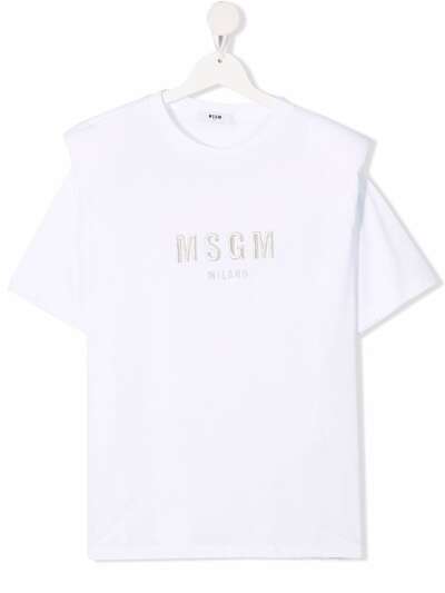 MSGM Kids футболка с вышитым логотипом