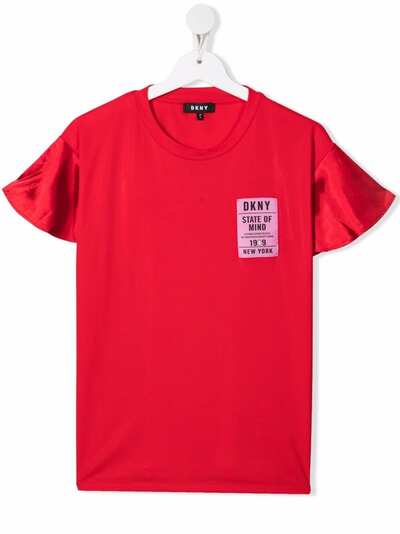Dkny Kids футболка с атласными рукавами и нашивкой-логотипом