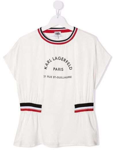 Karl Lagerfeld Kids футболка с отделкой в полоску и логотипом