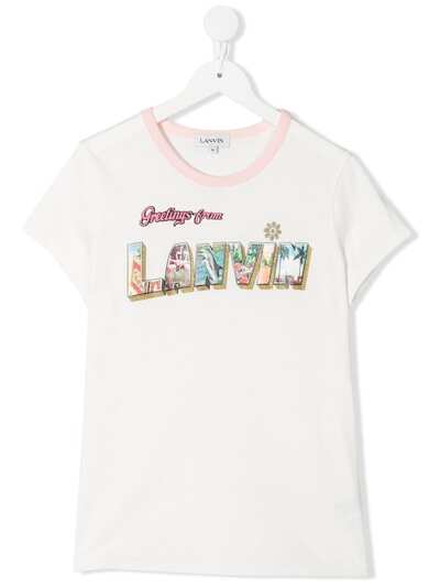 LANVIN Enfant футболка с круглым вырезом и логотипом