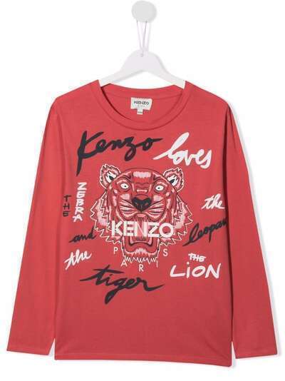 Kenzo Kids футболка из органического хлопка с принтом Tiger