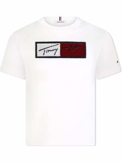 Tommy Hilfiger Junior футболка с пайетками и логотипом