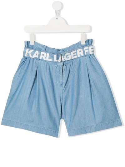 Karl Lagerfeld Kids шорты из ткани шамбре с логотипом