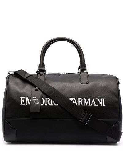 Emporio Armani дорожная сумка из переработанной кожи с логотипом