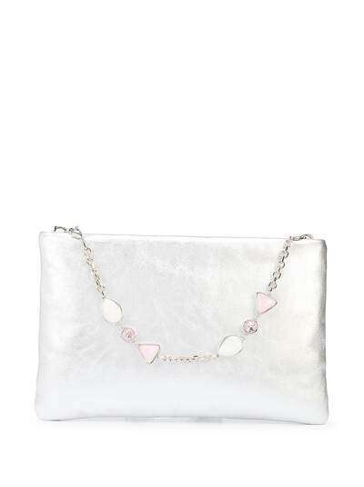 Sophia Webster gem-embellished metallic-effect clutch bag