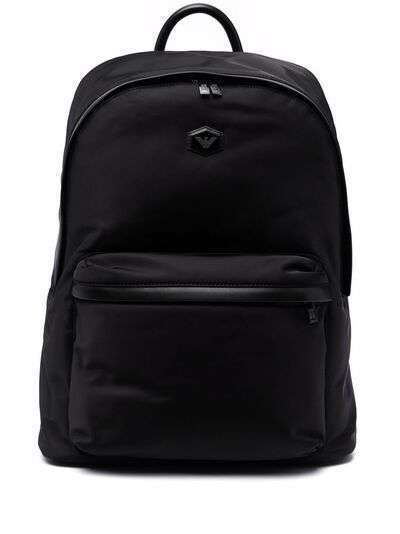 Emporio Armani logo patch zip-up backpack