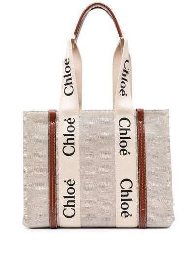 Chloé сумка-тоут среднего размера с логотипом