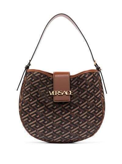 Versace VERSACE MONOGRAM COATED CANVAS HOBO BAG