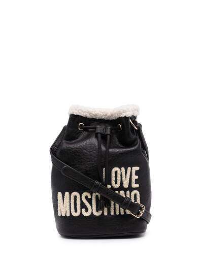 Love Moschino сумка-ведро с отделкой из овчины
