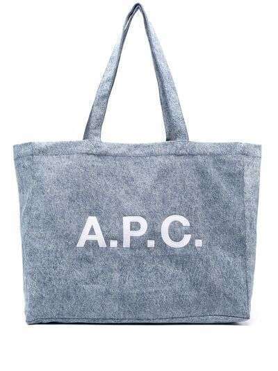 A.P.C. large logo-print tote bag