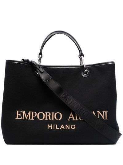 Emporio Armani объемная сумка-тоут с вышитым логотипом