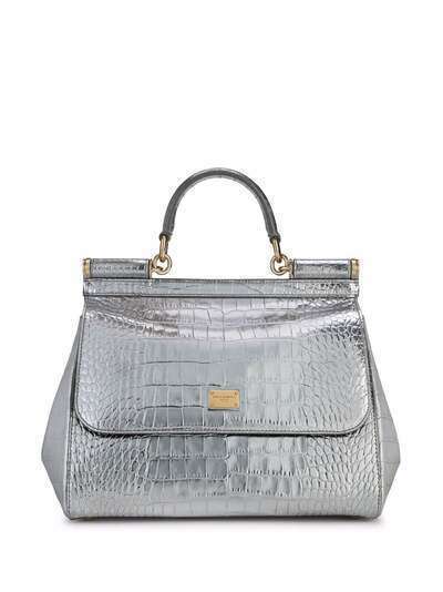 Dolce & Gabbana сумка-тоут Sicily среднего размера с тиснением под крокодила