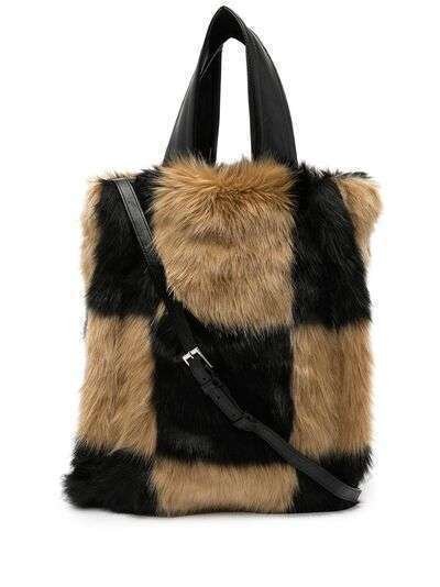 STAND STUDIO faux-fur checked tote bag