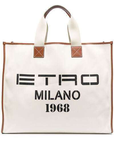 ETRO объемная сумка-шопер с логотипом