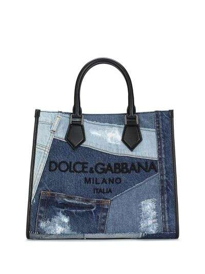 Dolce & Gabbana джинсовая сумка-тоут в технике пэчворк