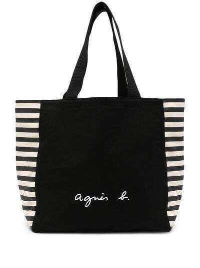 agnès b. полосатая сумка-тоут с логотипом