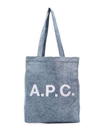 A.P.C. джинсовая сумка-тоут с вышитым логотипом