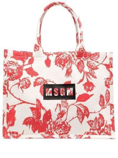 MSGM сумка-тоут с цветочным принтом
