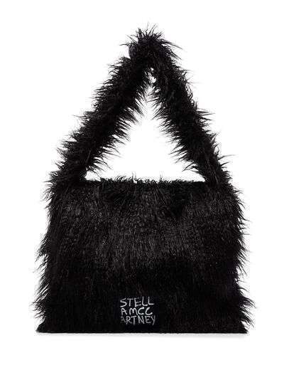 Stella McCartney logo-patch faux-fur tote bag