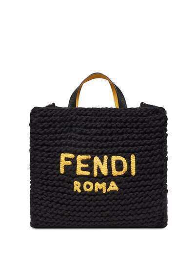 Fendi вязаная сумка-тоут с логотипом