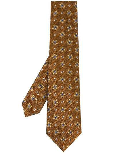 Kiton шелковый галстук с геометричным узором