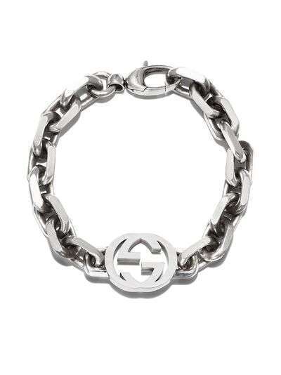 Gucci серебряный браслет с логотипом Interlocking G