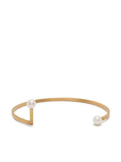 Hsu Jewellery браслет-бэнгл Unfinishing Line с жемчугом