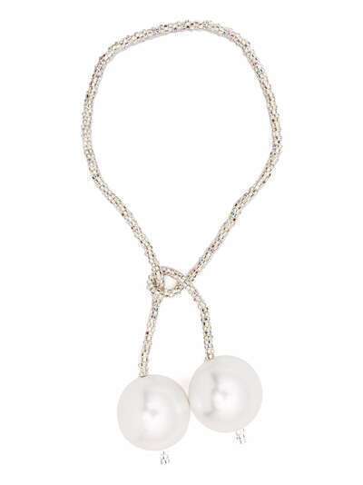 Pearl Octopuss. Y snake chain necklace