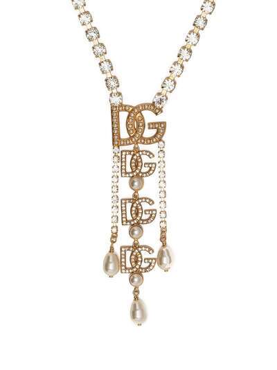 Dolce & Gabbana колье с кристаллами и логотипом DG