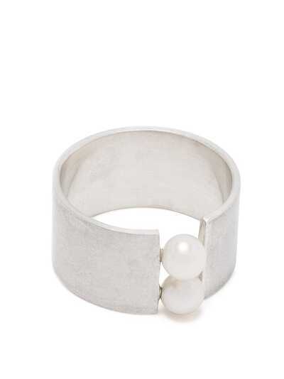 Hsu Jewellery серебряное кольцо Unfinishing Line с жемчугом