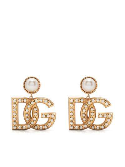 Dolce & Gabbana серьги-клипсы DG с жемчугом
