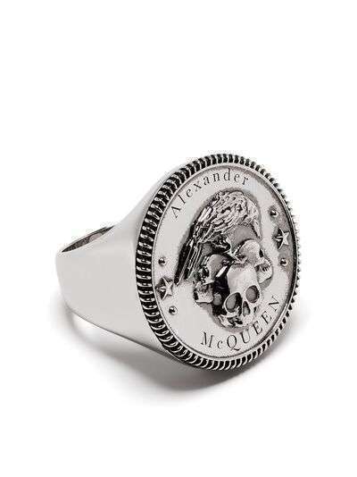 Alexander McQueen кольцо с гравировкой Skull