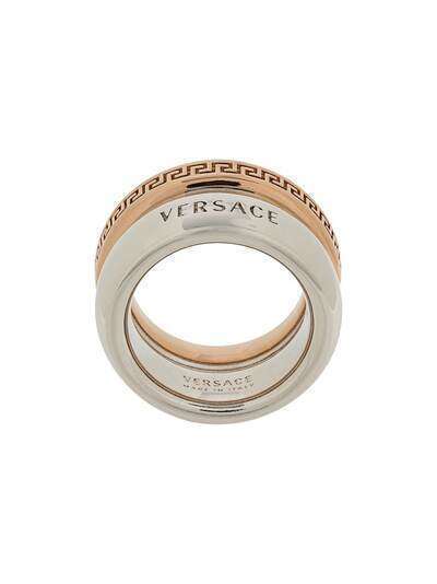 Versace двухцветное кольцо с узором Greca