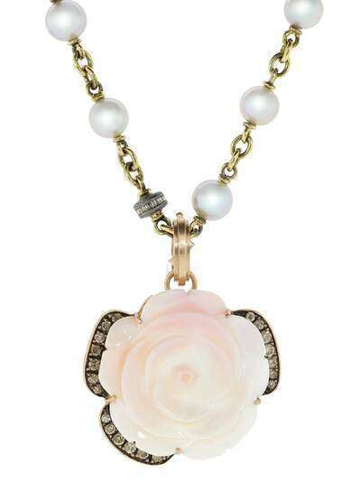 Sylva & Cie подвеска Conch Shell Flower из розового золота с бриллиантом