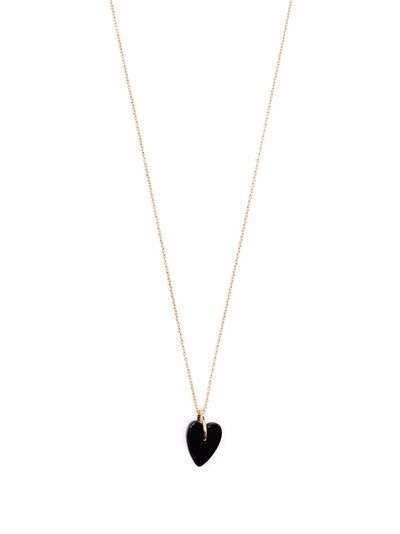 GINETTE NY колье Angèle Mini Onyx Heart из желтого золота