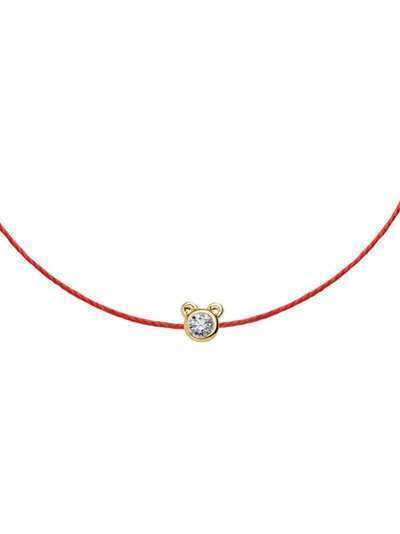 Redline 18kt yellow gold diamond bear cherry thread bracelet