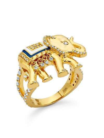 BUDDHA MAMA кольцо из желтого золота с эмалью и бриллиантами