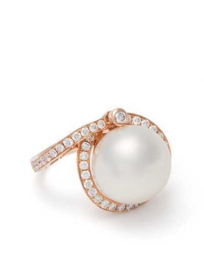 Yoko London кольцо Novus из розового золота с жемчугом и бриллиантами