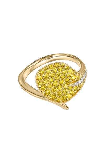 Pragnell кольцо Wildflower Honeysuckle из желтого золота с бриллиантами