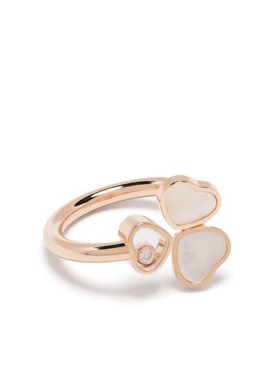 Chopard кольцо Happy Hearts Wings из розового золота с бриллиантом и перламутром
