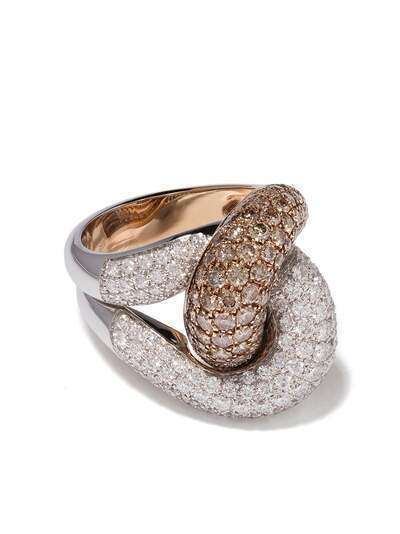 LEO PIZZO кольцо Abbraccio из белого и розового золота с бриллиантами
