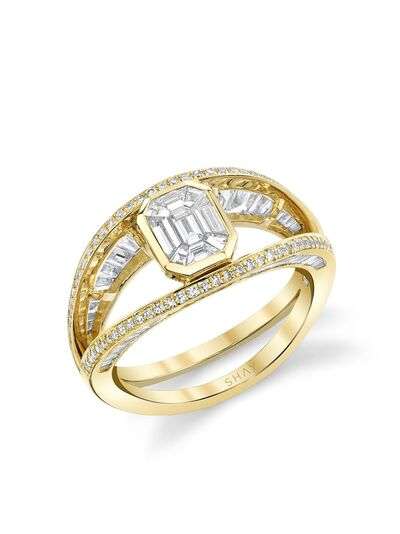 SHAY кольцо Halo из желтого золота с бриллиантами