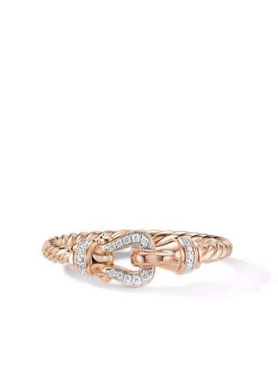 David Yurman кольцо Petite Buckle из розового золота с бриллиантами