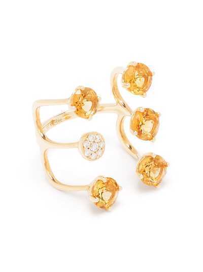Stefere кольцо Aurore из желтого золота с бриллиантами и сапфирами