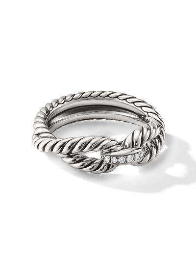 David Yurman серебряное кольцо Cable Loop с бриллиантами