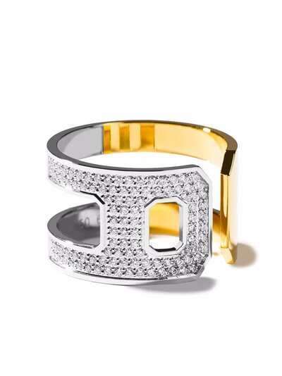 AS29 кольцо DNA из белого и желтого золота с бриллиантами