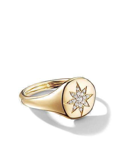 David Yurman 18kt yellow gold Cable Collectibles Compass diamond mini pinky ring
