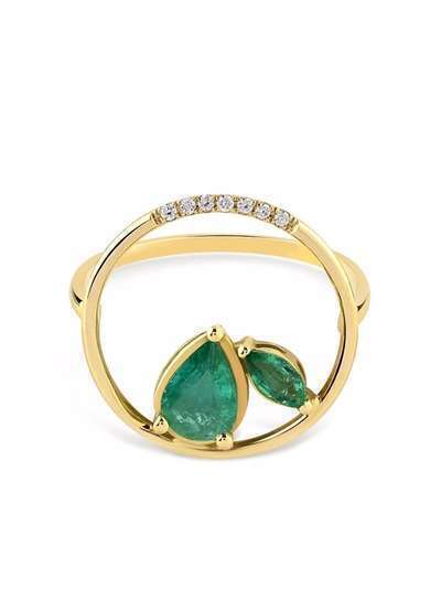 Gfg Jewellery кольцо Project 2020 из желтого золота с бриллиантами и изумрудом