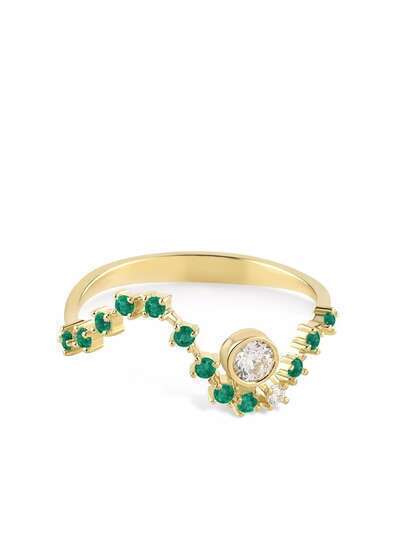 Gfg Jewellery кольцо Sonia из желтого золота с бриллиантами и изумрудом